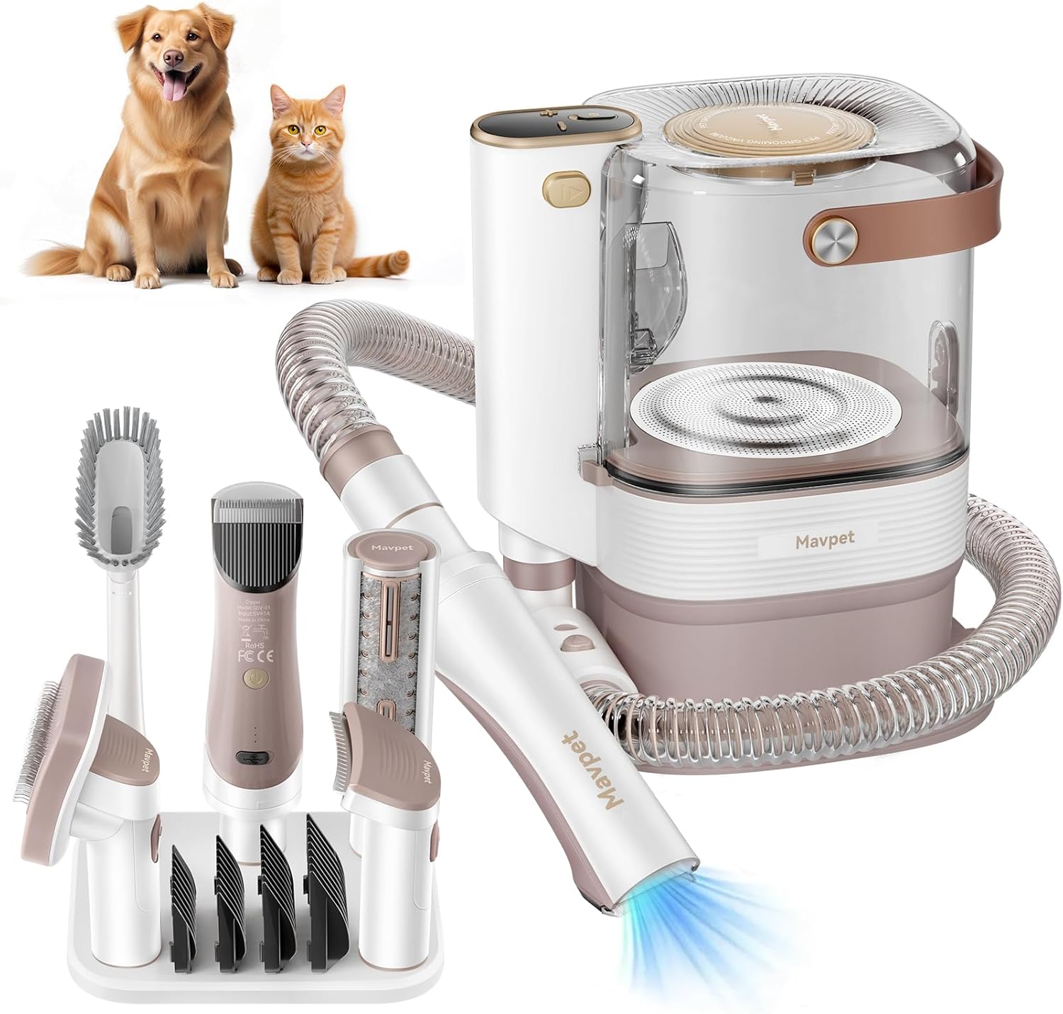 Pet Grooming Vacuum Kit 12000Pa 6 Tools Hair Trimmer
