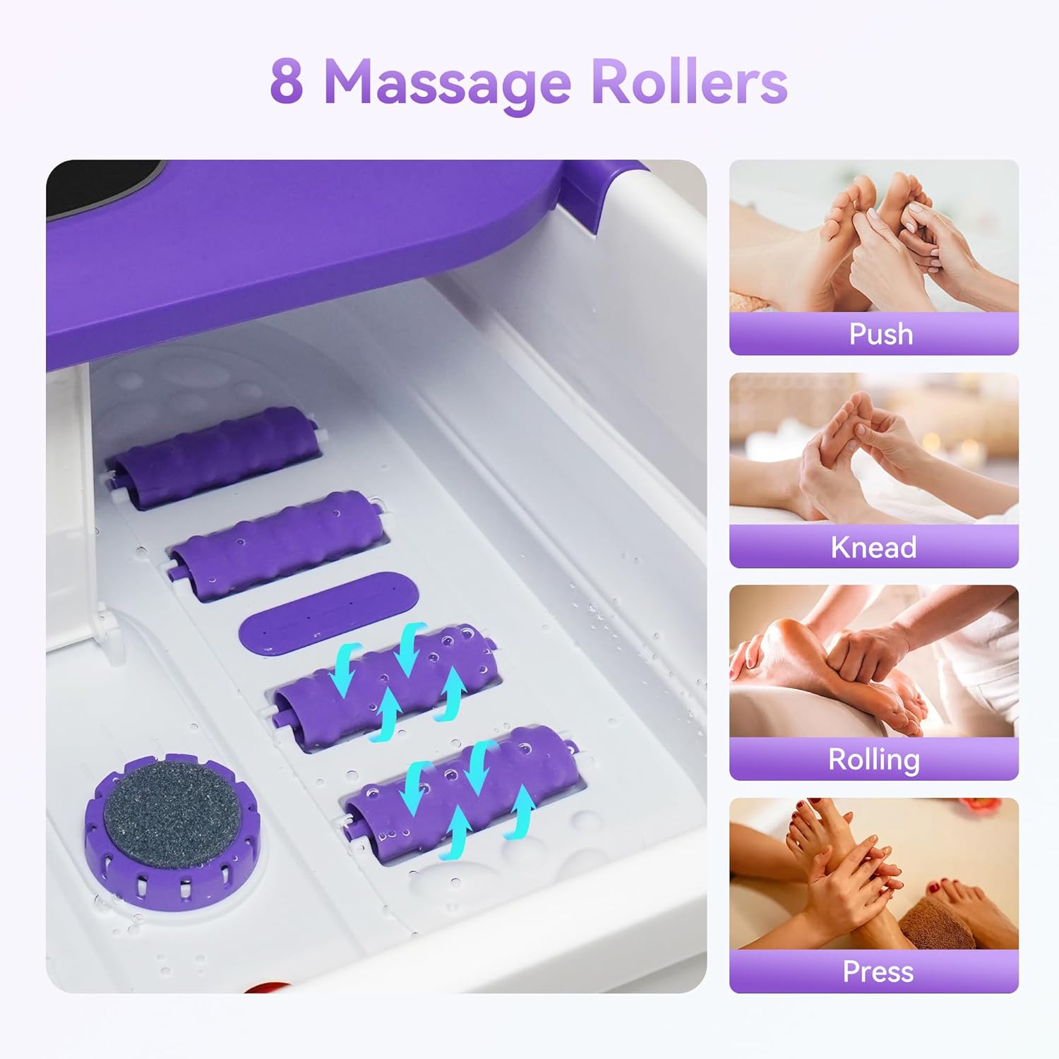 Foldable Heated Foot Spa Bath Bubble Massage Rollers Pedicure