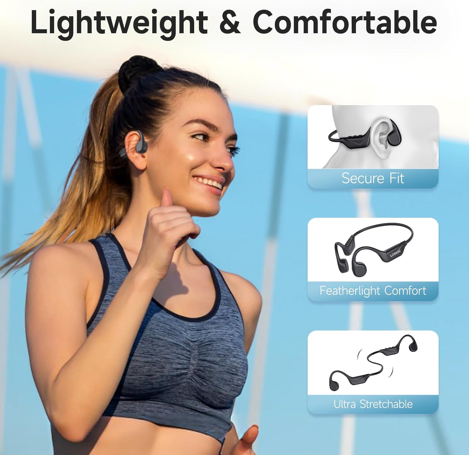Bone Conduction Bluetooth Headphones Open Ear Sports IPX5 Mic
