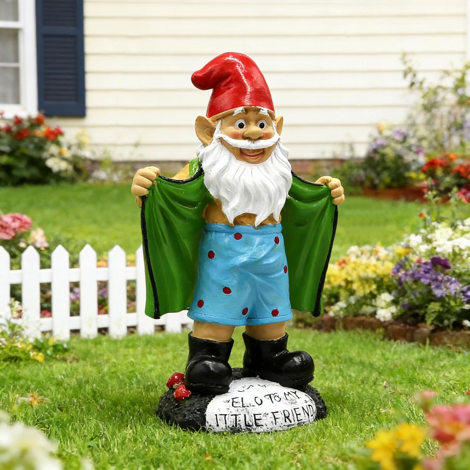 Large Garden Gnome Statue 21cm Resin Outdoor Yard Decor Figurine