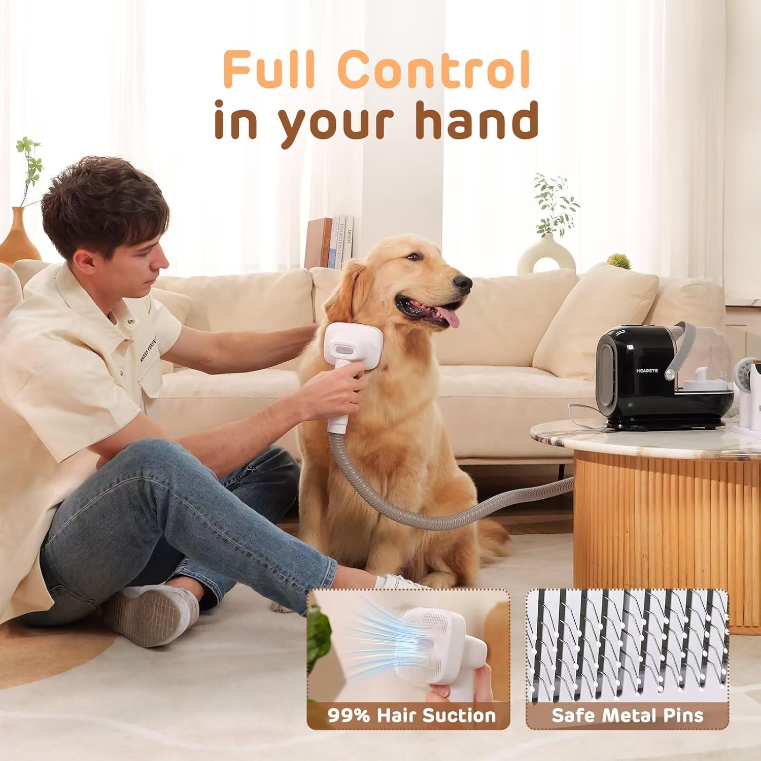 Dog Grooming Vacuum 3L 7 Tool Quiet Clipper Black