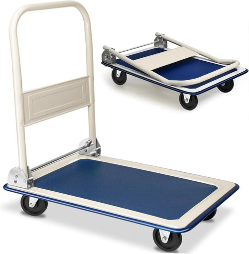 Heavy Duty Folding Platform Trolley 150KG Flatbed Truck Blue