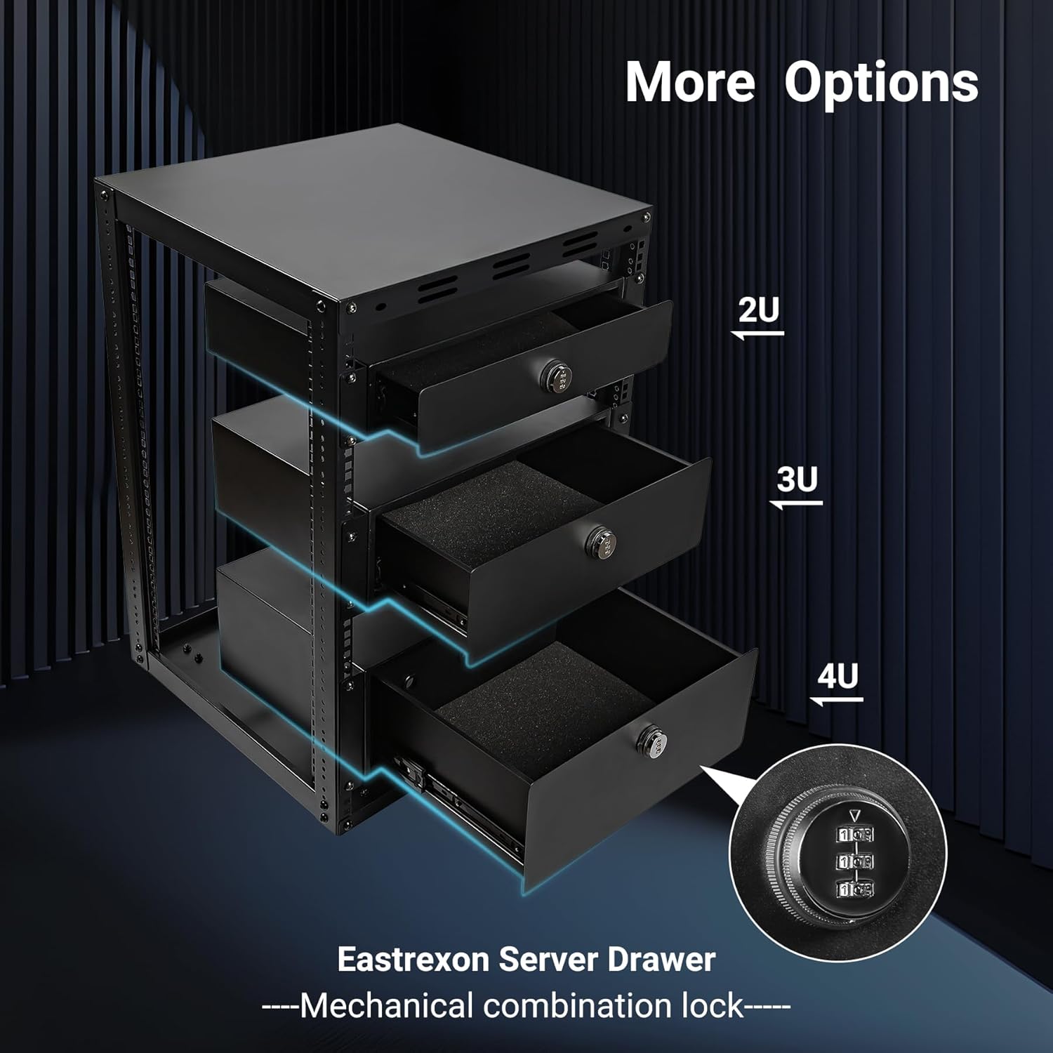 15U Open Frame Server Rack with Wheels 2 Shelves