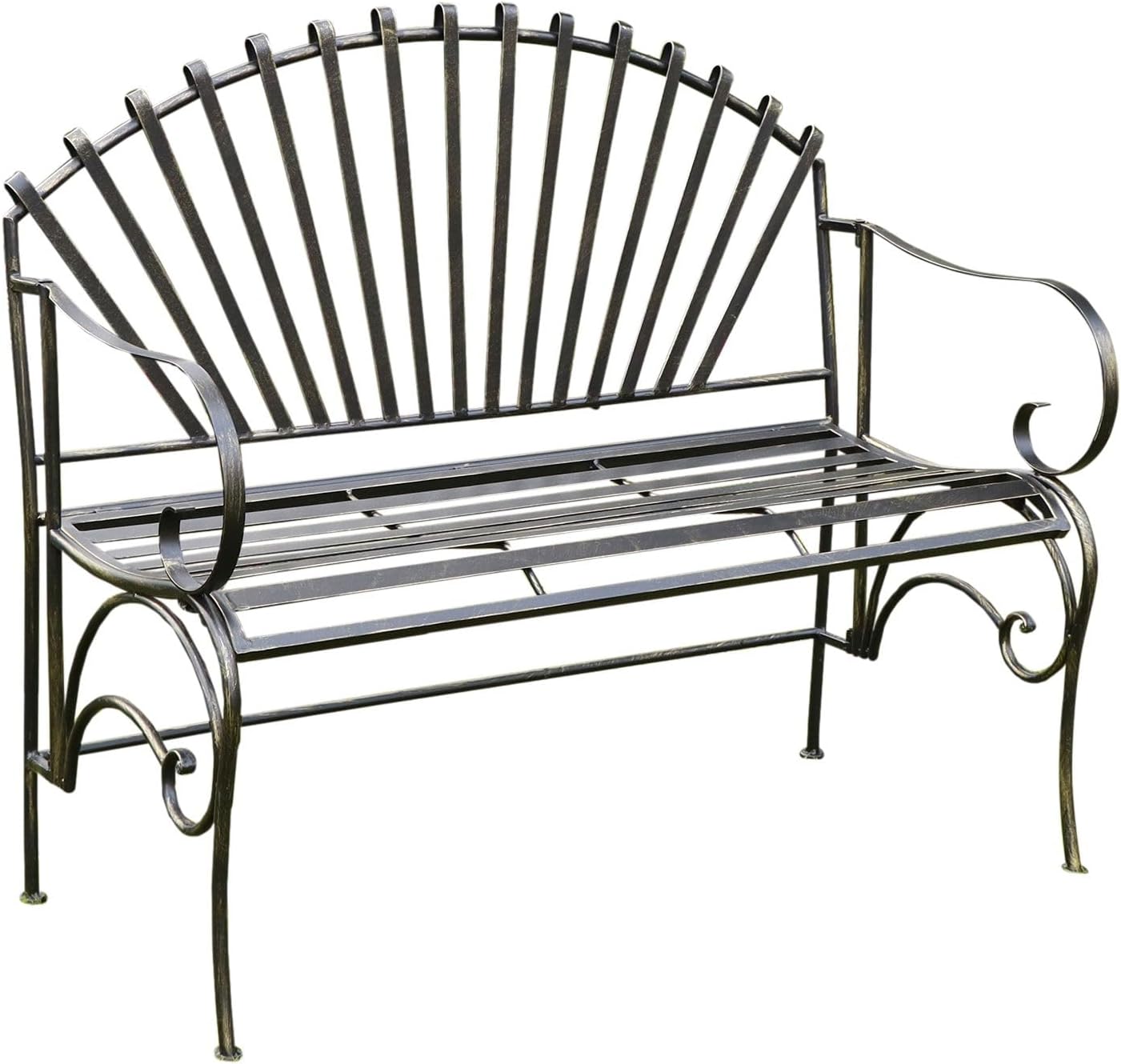 Ornate Metal Garden Bench 2 Seater Outdoor Patio Seat Black
