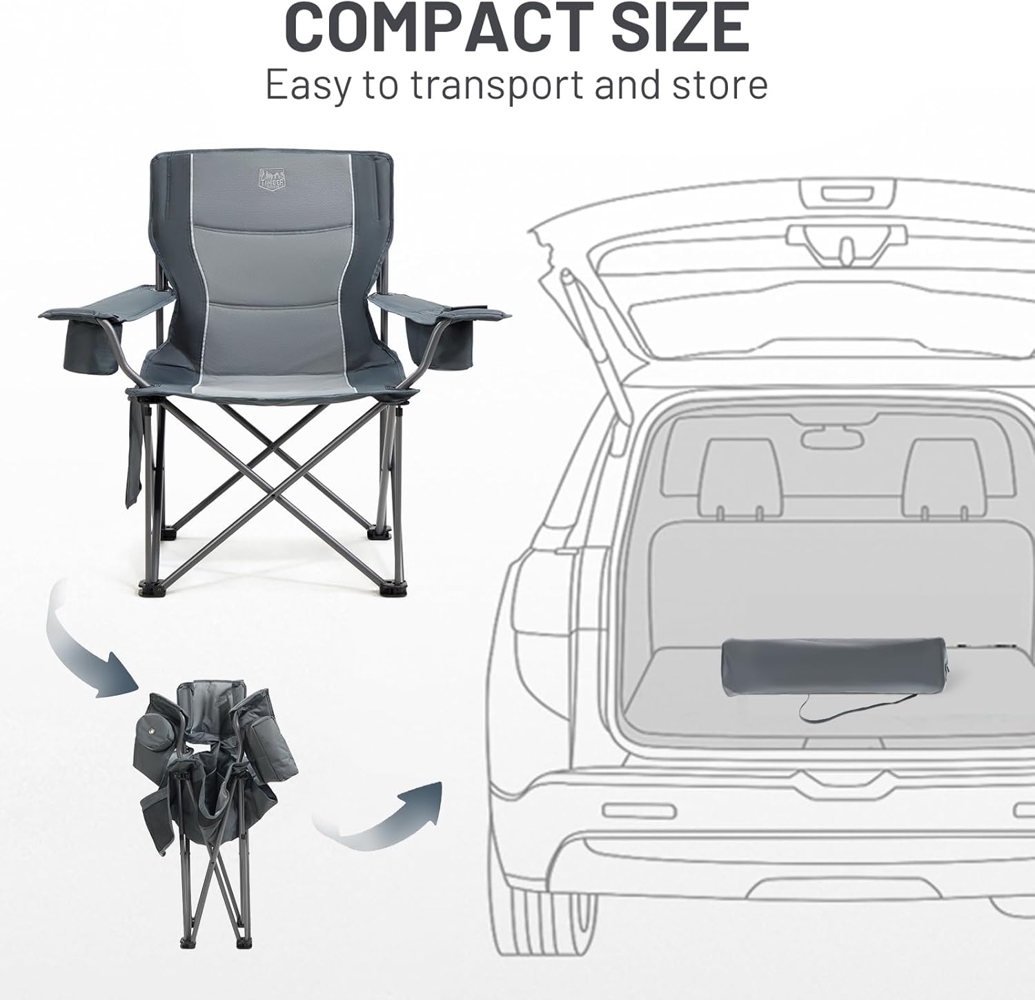 Heavy Duty Camping Chair 200kg Padded Grey
