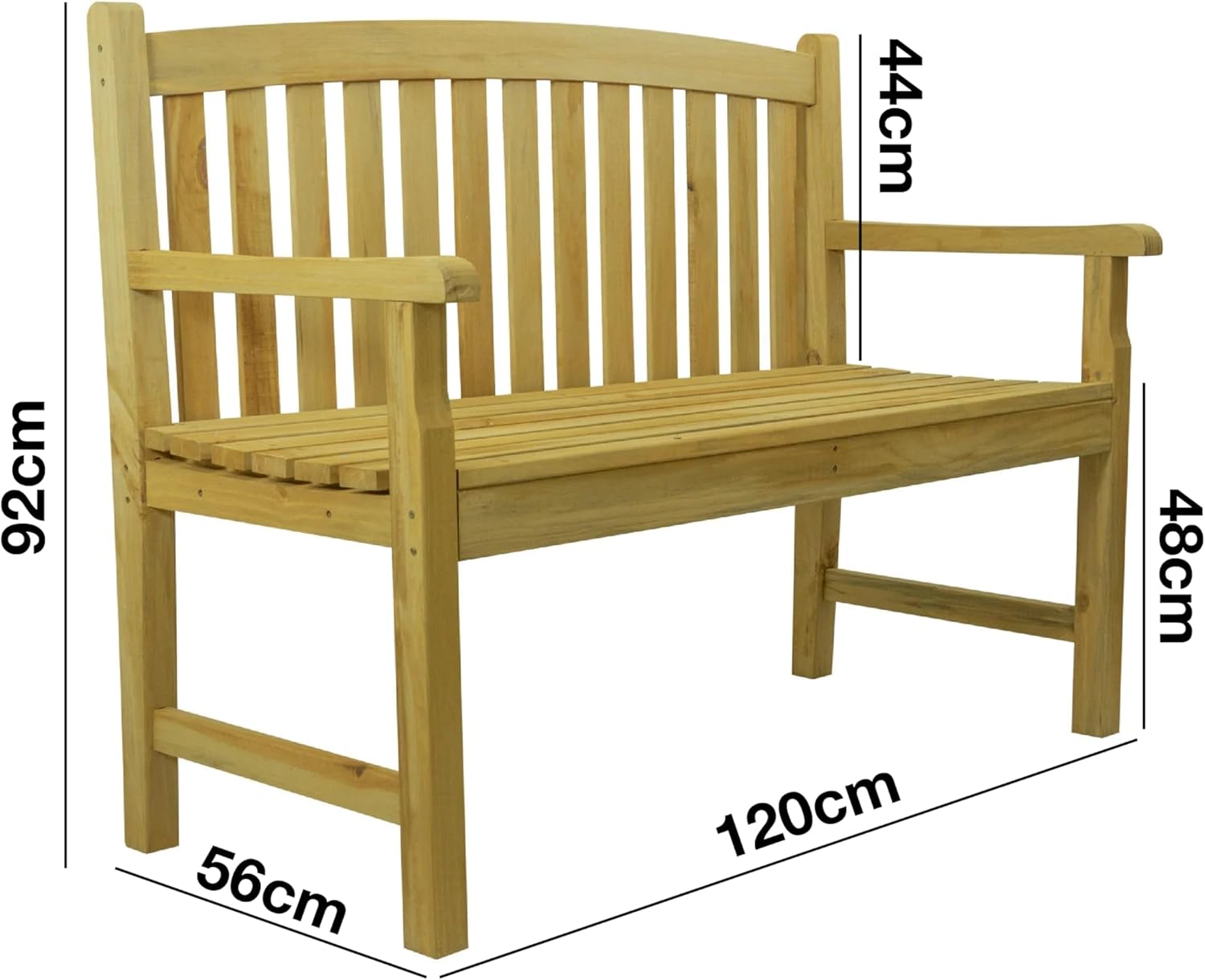 4ft Wooden Garden Bench 2 Seater Patio Outdoor Seat Pine Wood