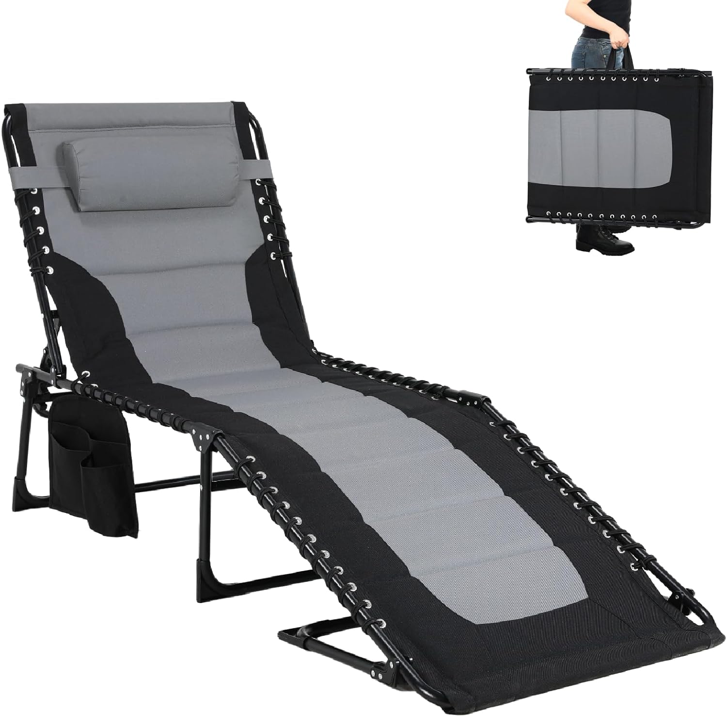 Oversized Folding Sun Lounger Dark Grey 5 Position