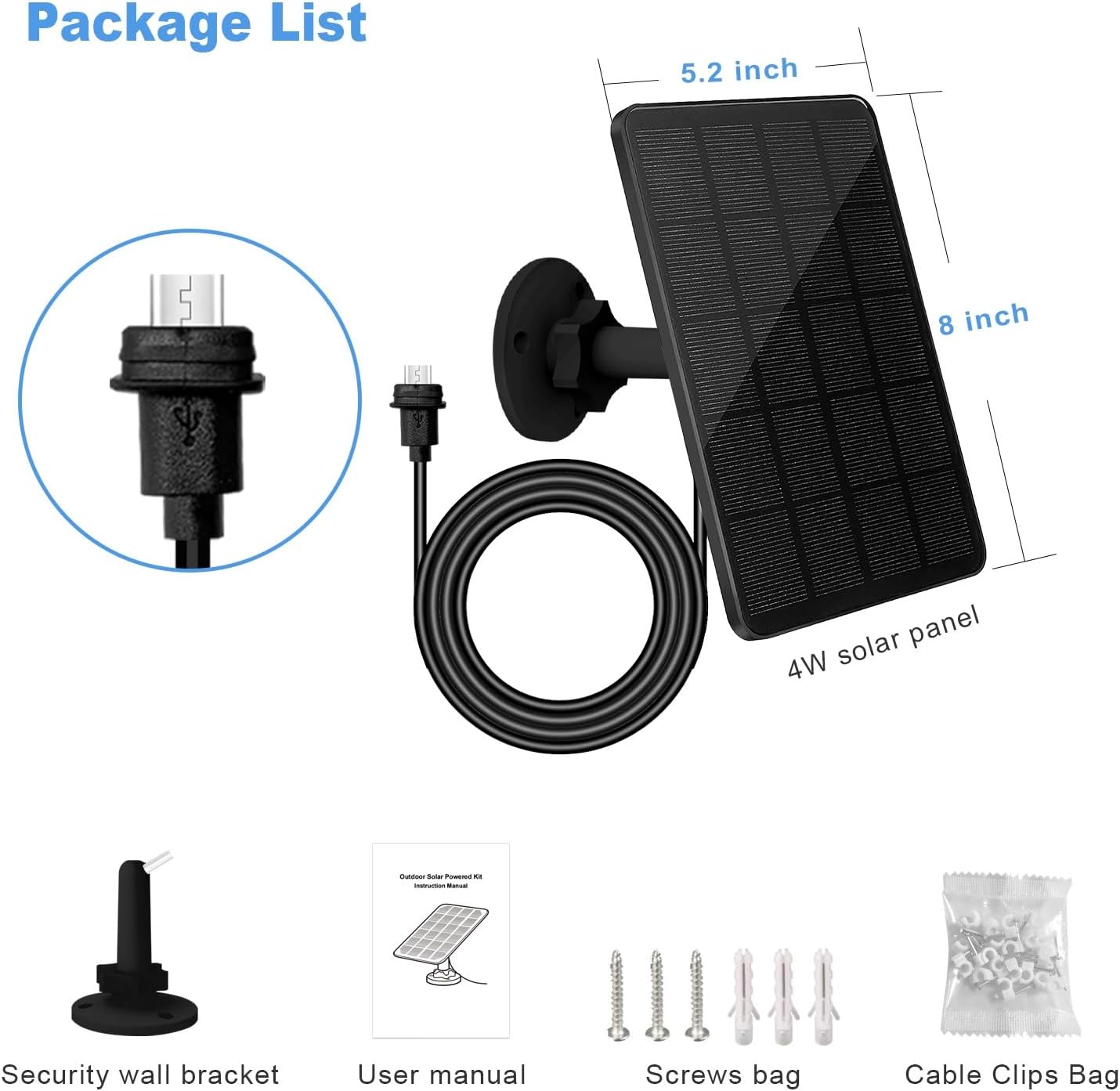 4W Solar Panel for Blink Outdoor Camera 2 Pack IP65 Charger
