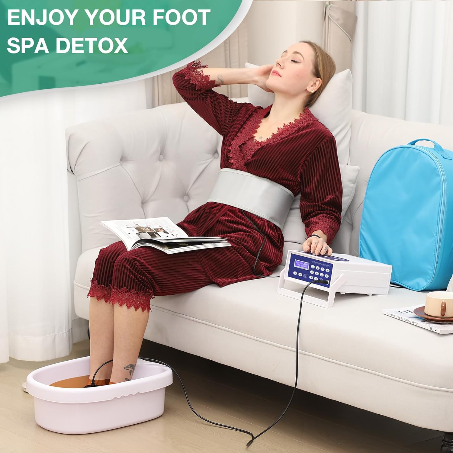 Ionic Foot Detox Spa Machine with Basin Infrared Belt Kit