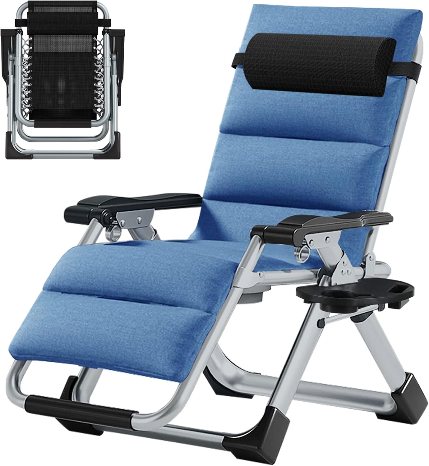 Zero Gravity Recliner Chair Blue 200KG with Side Table