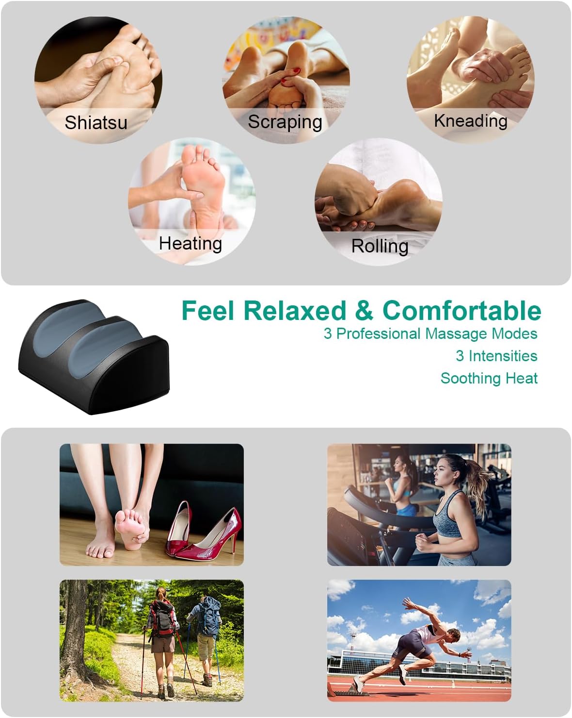 Shiatsu Foot Massager Heat Deep Tissue Leg Roller Pain Relief