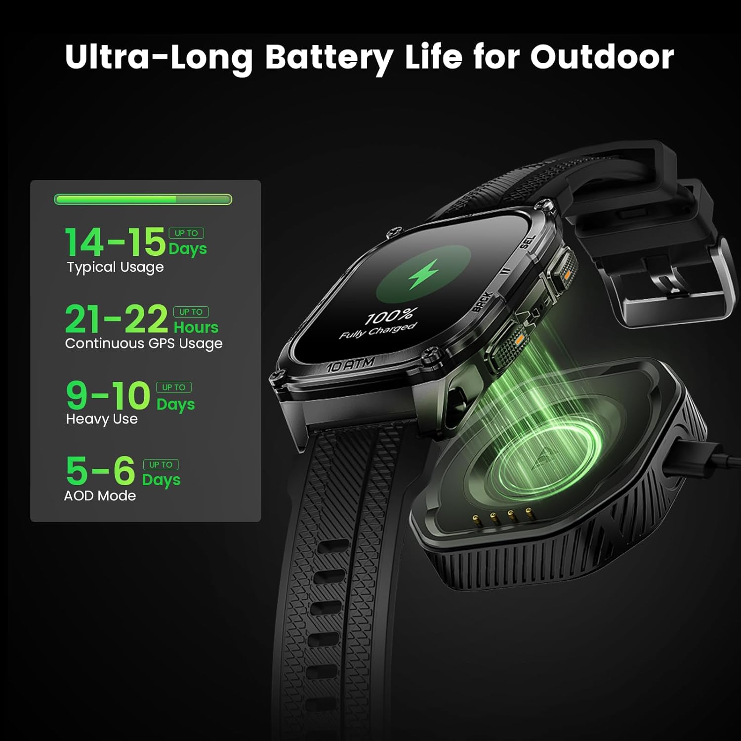 Military GPS Smart Watch AMOLED Offline Maps 10ATM Waterproof