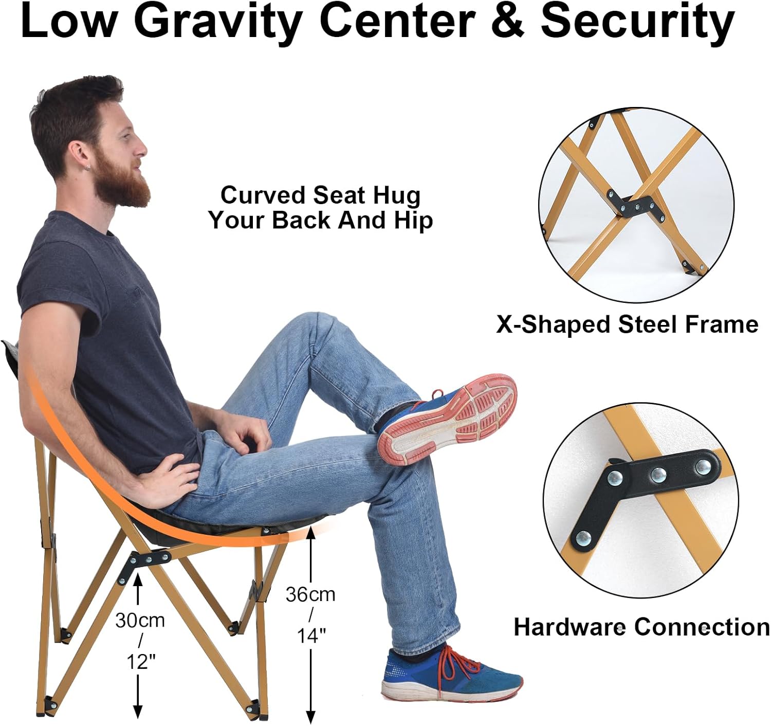 Black Folding Butterfly Camping Chair Portable Seat