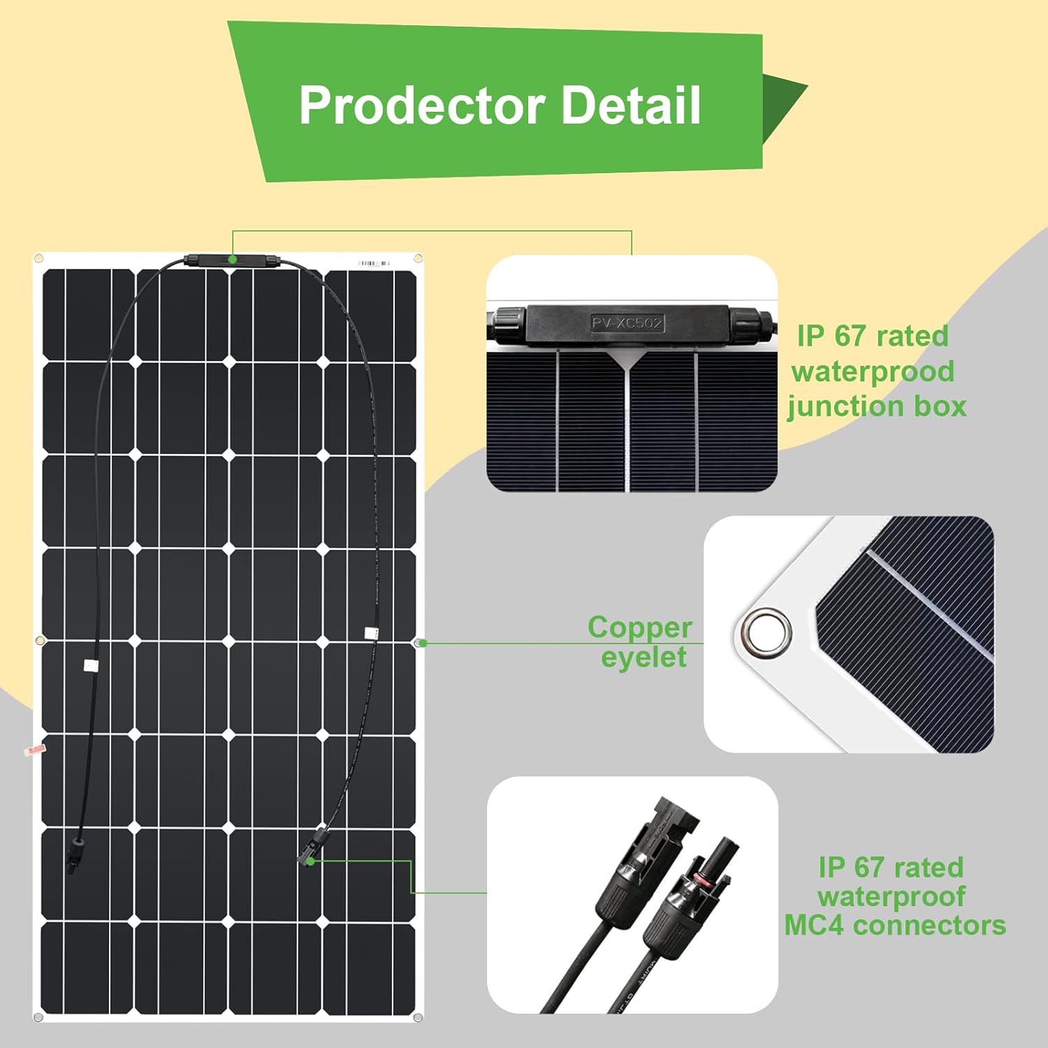 100W Flexible Solar Panel 12V Waterproof RV Boat Caravan Roof