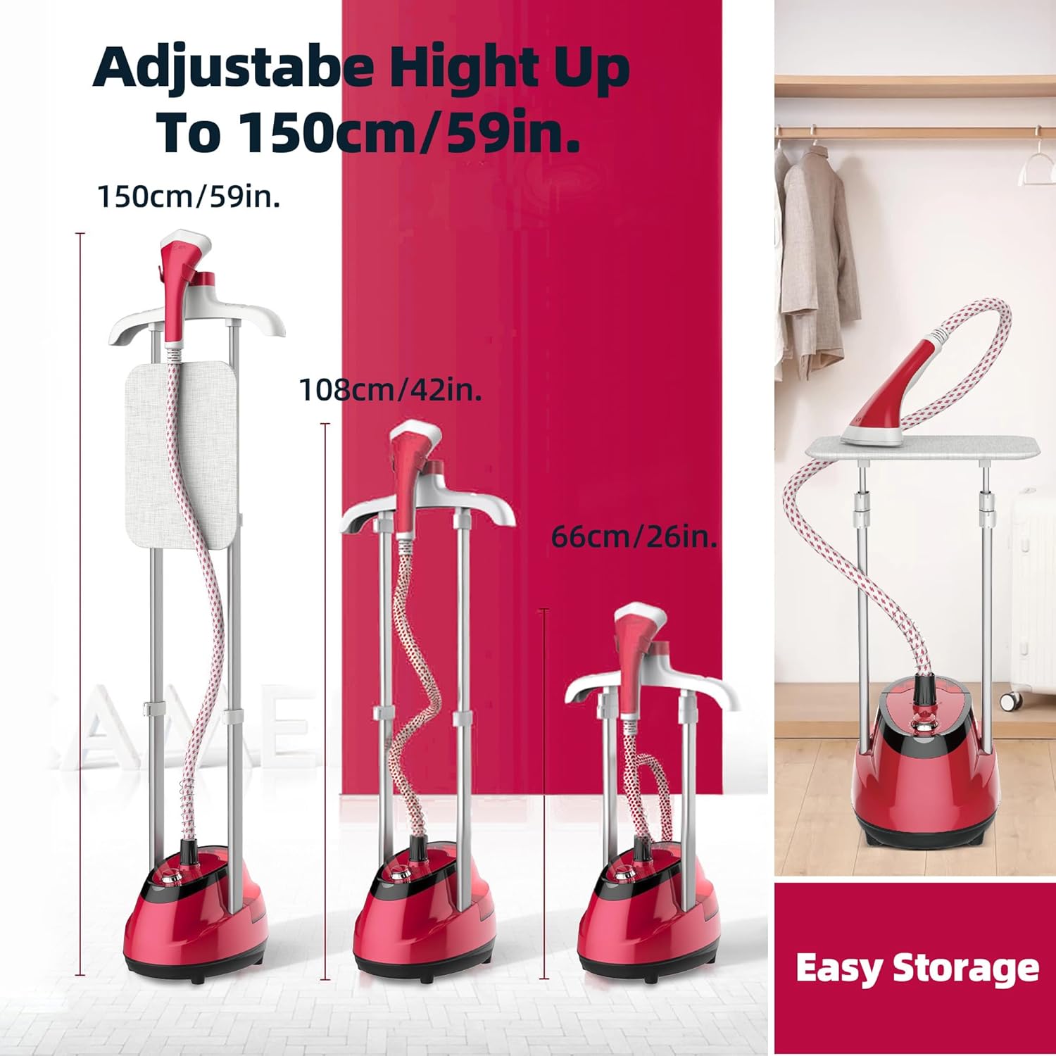 Upright Garment Steamer 2000W 2L Tank 10 Modes 30s Heat