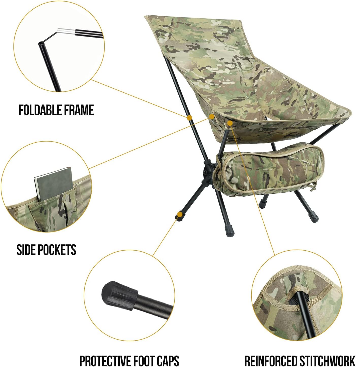 Camouflage Folding Camping Chair Lightweight Backpacking Seat