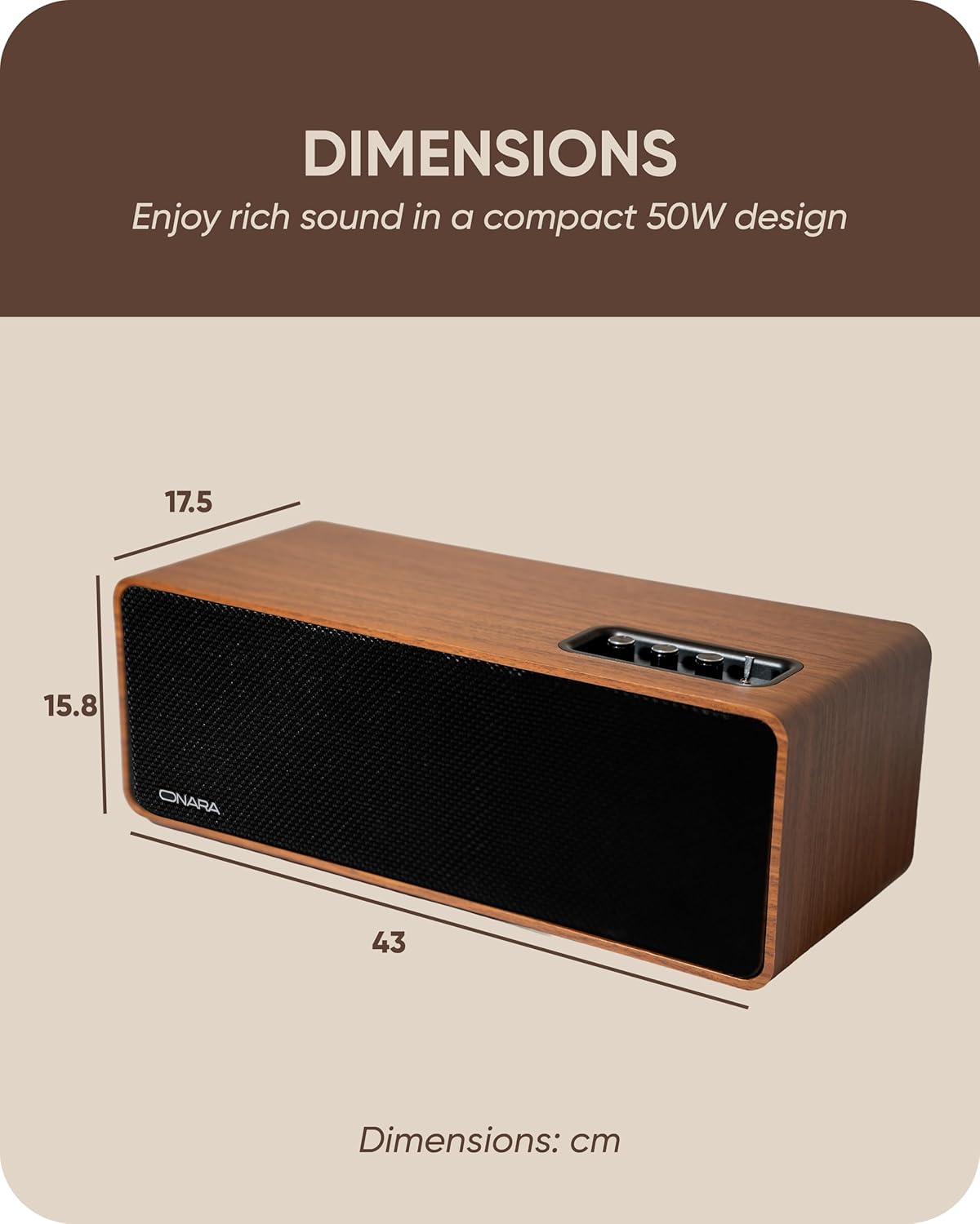 50W Bluetooth Bookshelf Speakers HDMI ARC Wooden HiFi Stereo
