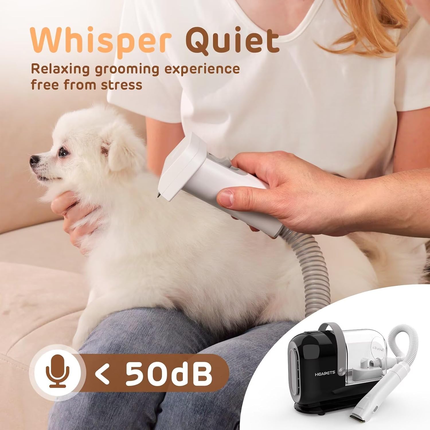 Dog Grooming Vacuum 3L 7 Tool Quiet Clipper Black