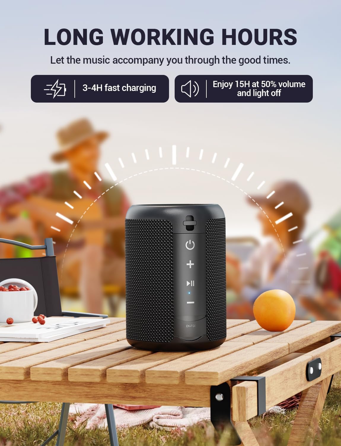 Portable Bluetooth Speaker 20W Loud Stereo RGB Lights IPX7 24H