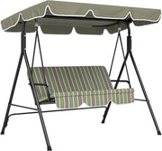 3 Seater Garden Swing Chair with Canopy Green Grey