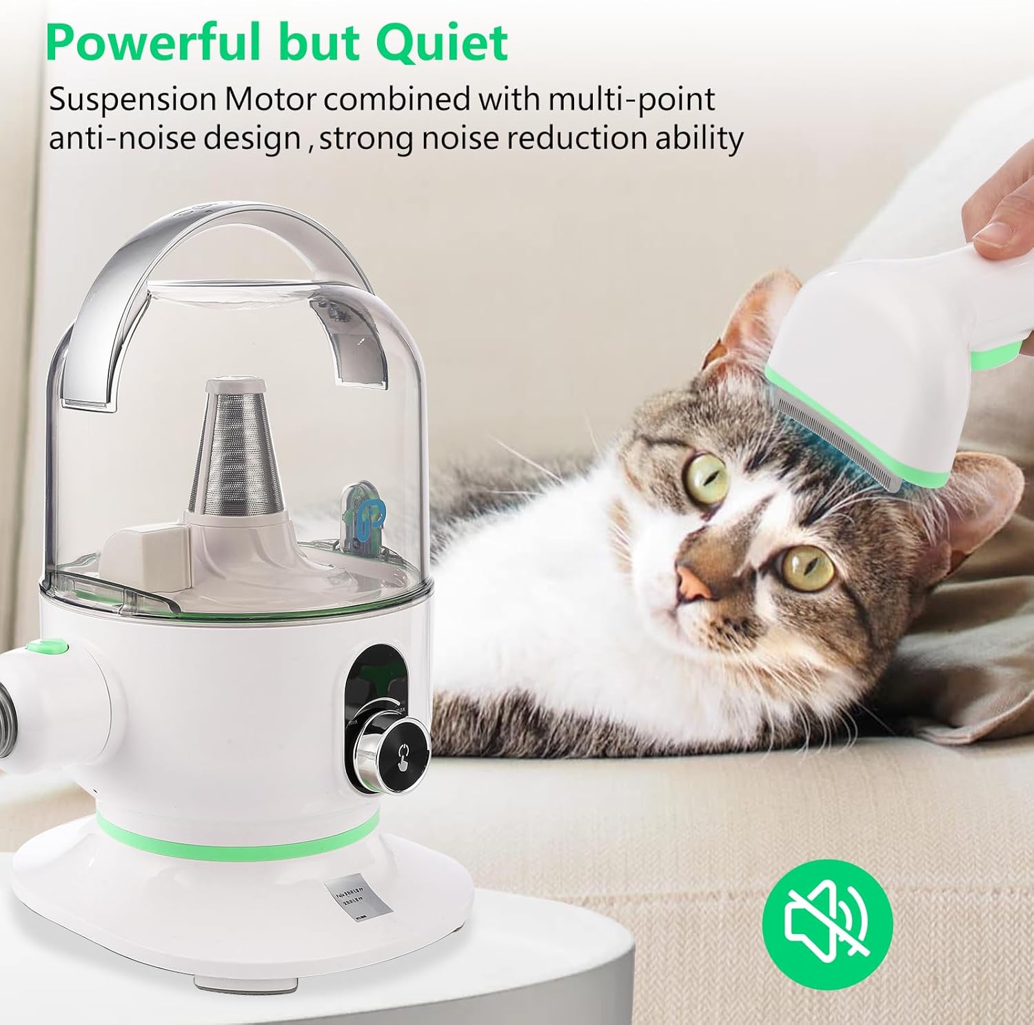 Pet Hair Vacuum Groomer 135W Dog Cat Clippers 2L Low Noise