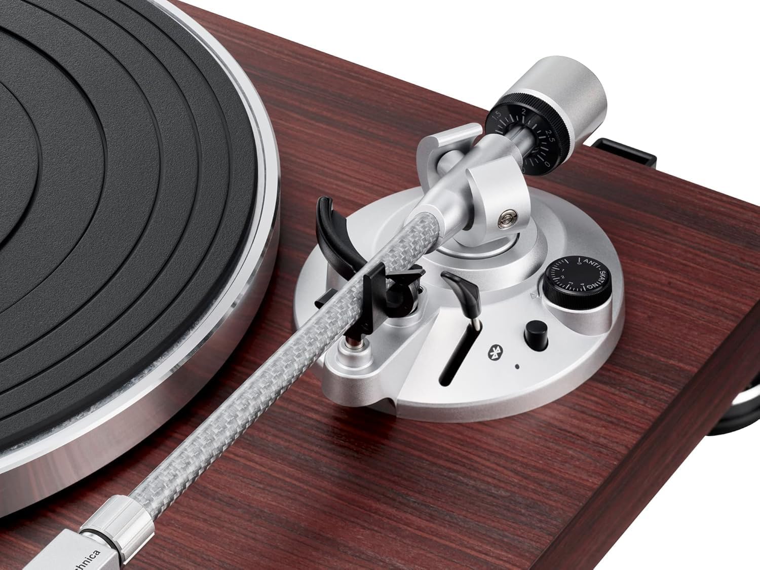 Manual Belt-Drive Turntable 33/45 RPM with Bluetooth & Rosewood Finish