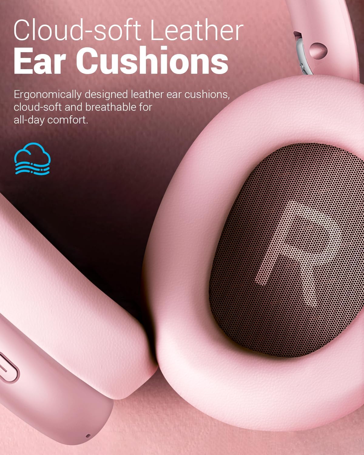 Wireless Noise Cancelling Over Ear Headphones 48Hr Battery Pink