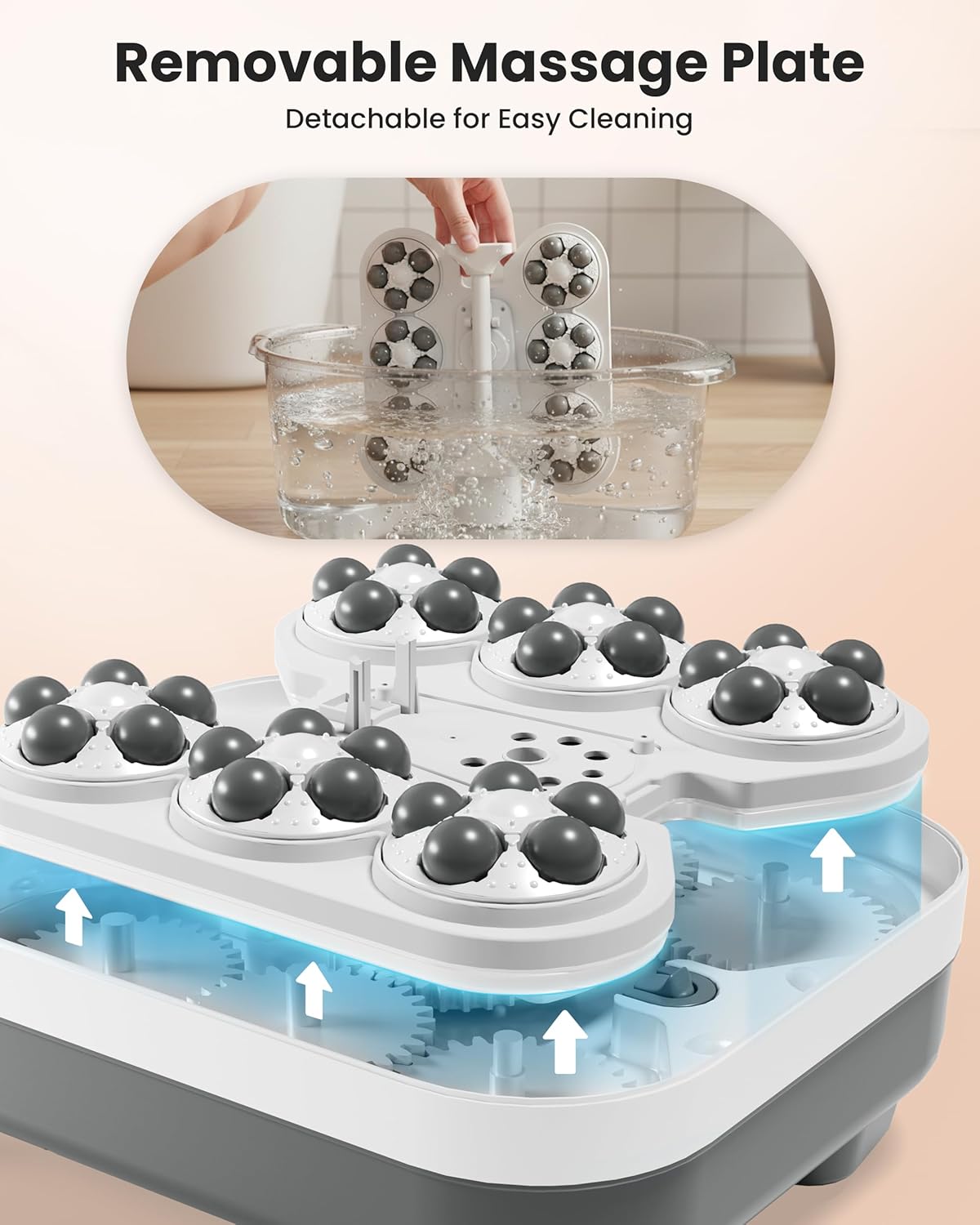 Foot Spa Massager Heat Waterfall Spray Rollers LED Timer Bath