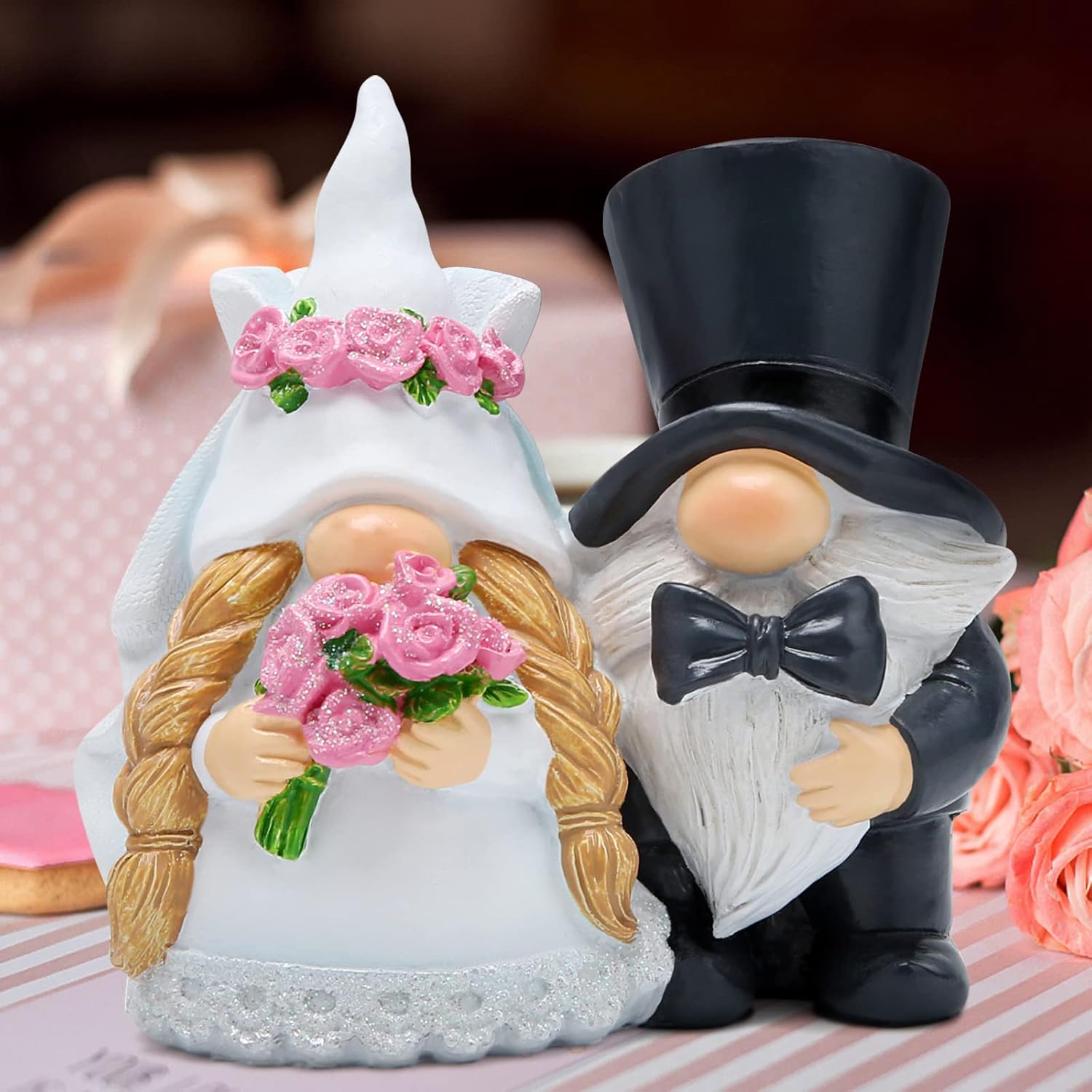 Valentines Wedding Gnome Couple Resin Romantic Decor Gift
