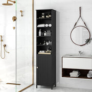 Tall Bathroom Storage Cabinet Black Adjustable Shelf Unit