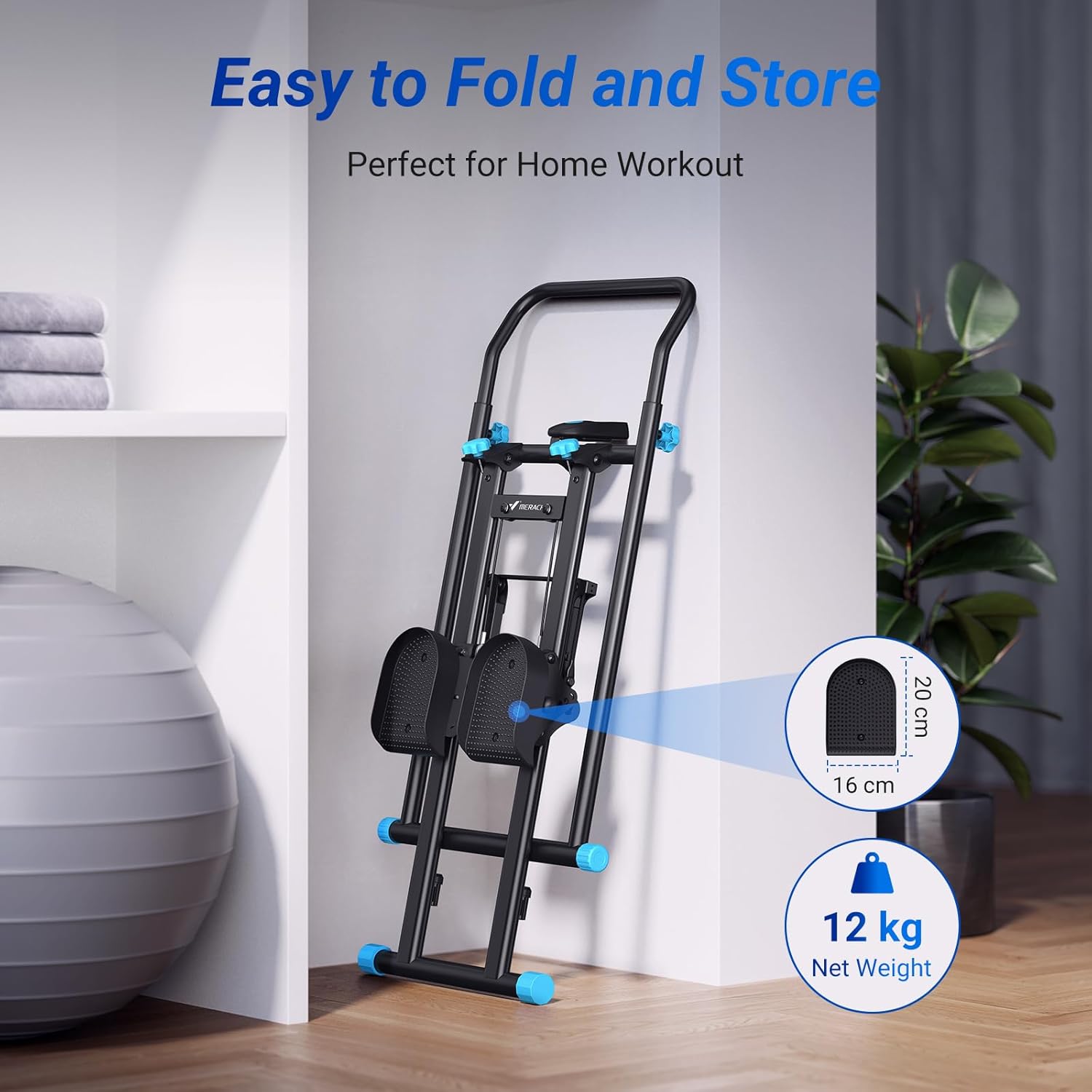 Vertical Climber Stair Stepper Foldable Cardio Machine LCD