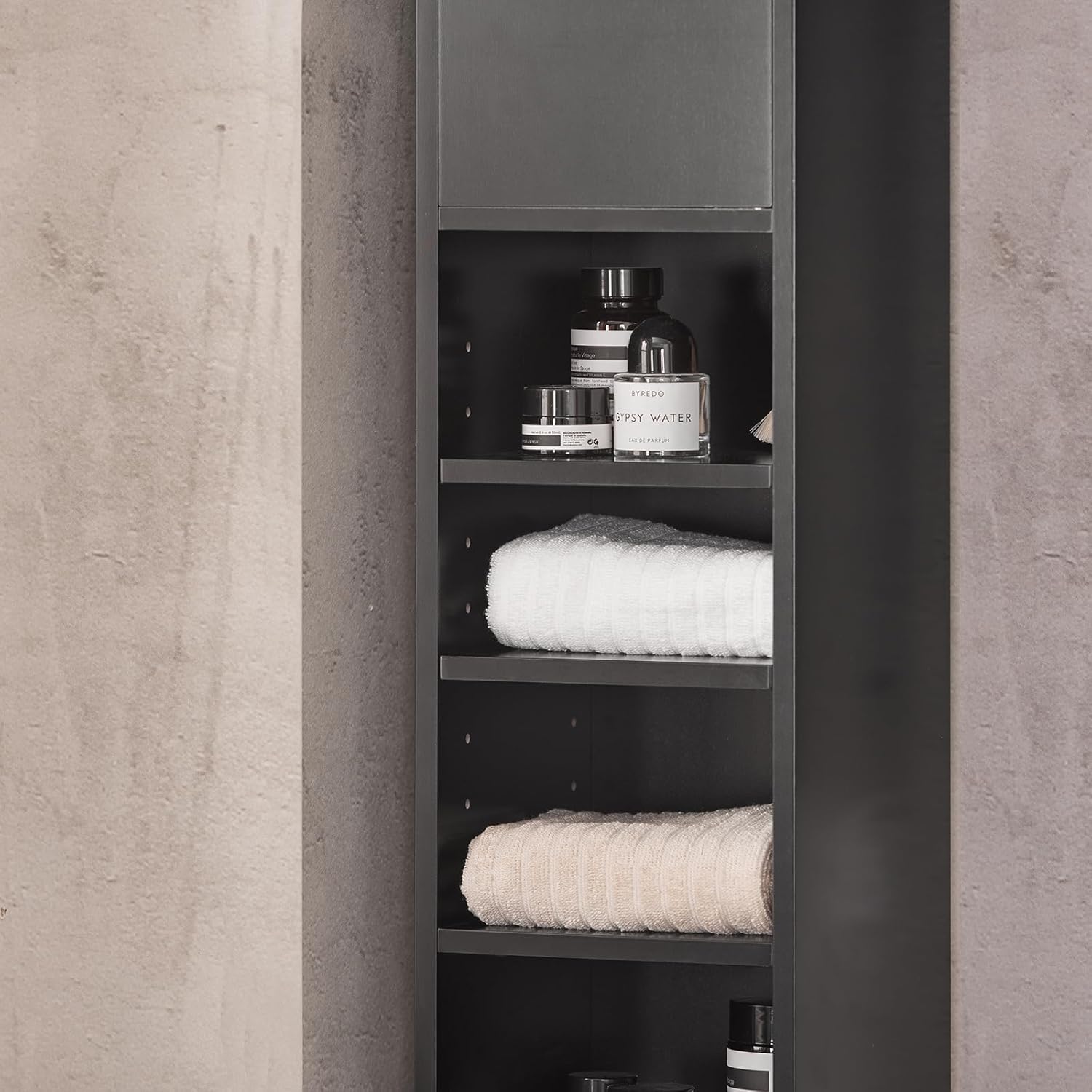 Tall Slim Bathroom Storage Cabinet 20cm Black Drawer 180cm