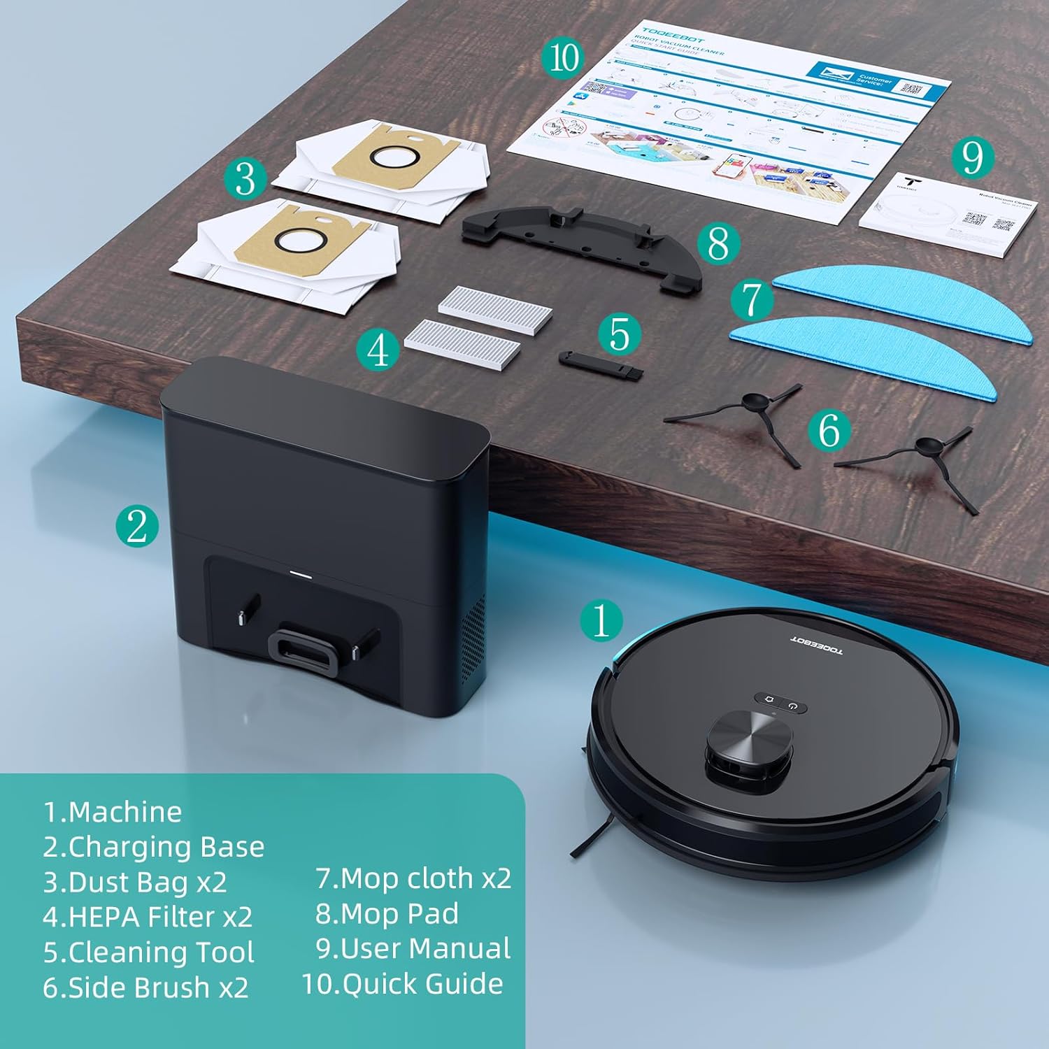 Robot Vacuum Mop Self Empty 4500Pa LiDAR WiFi Smart Clean