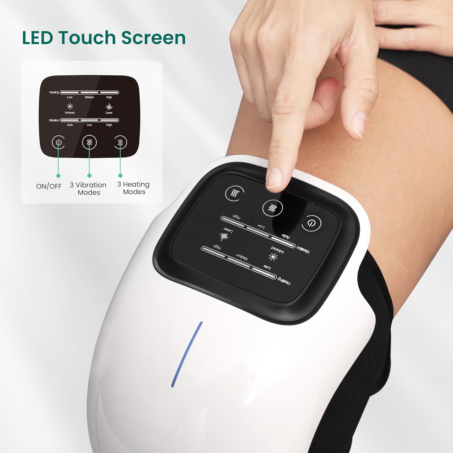 Cordless Knee Massager with Heat Vibration Brace Pain Relief