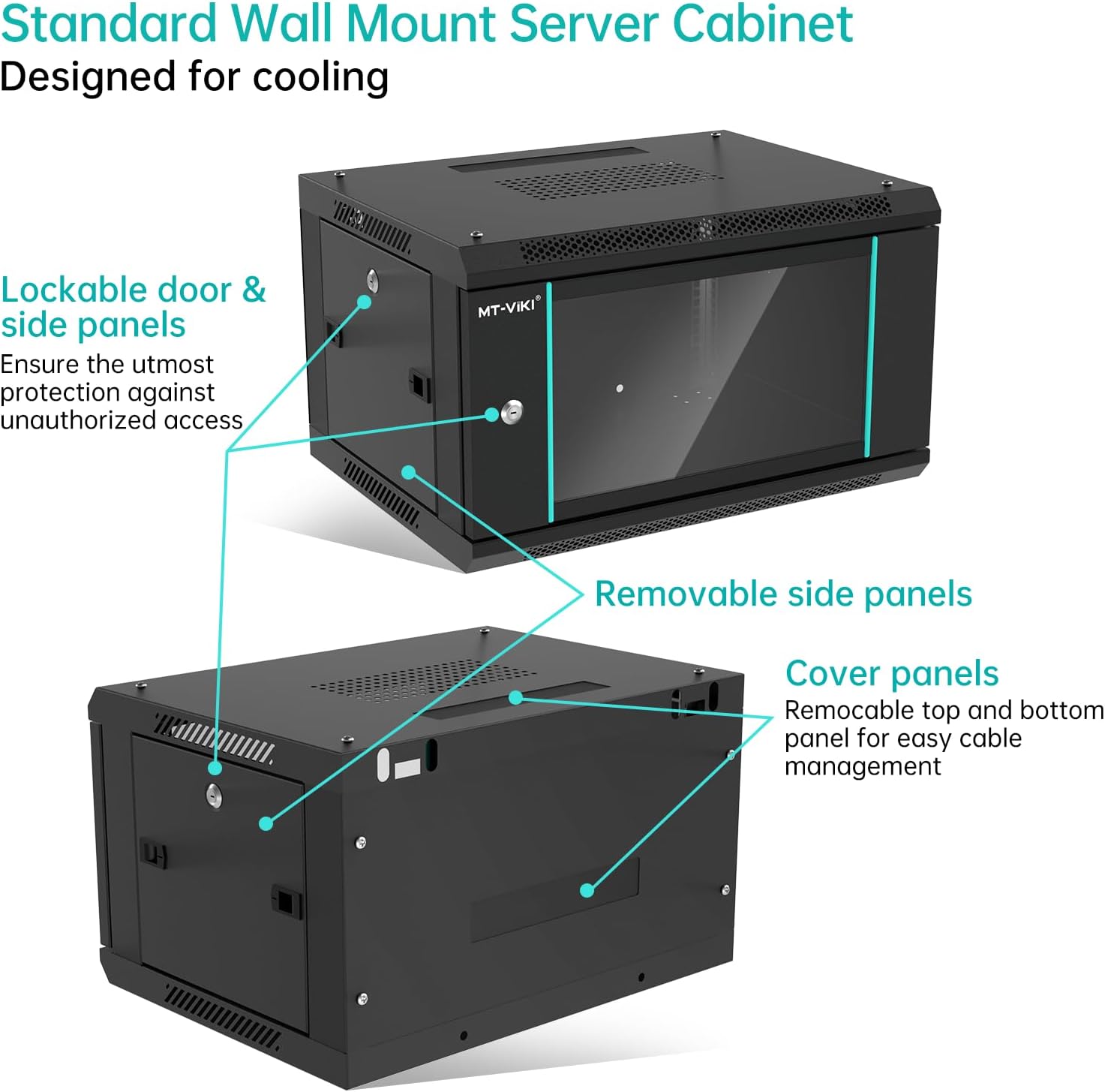 6U Wall Mount Server Cabinet 19in Vented Lockable Rack