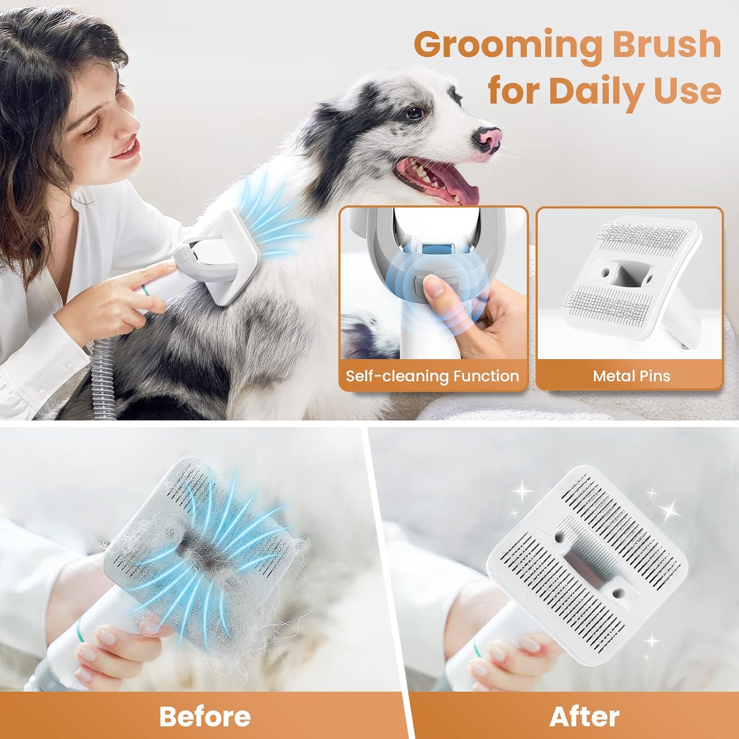Dog Grooming Vacuum Kit 11 Tool Quiet Trimmer Thick Hair