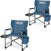Set of 2 Heavy Duty Folding Camping Chairs 180kg Cooler Table