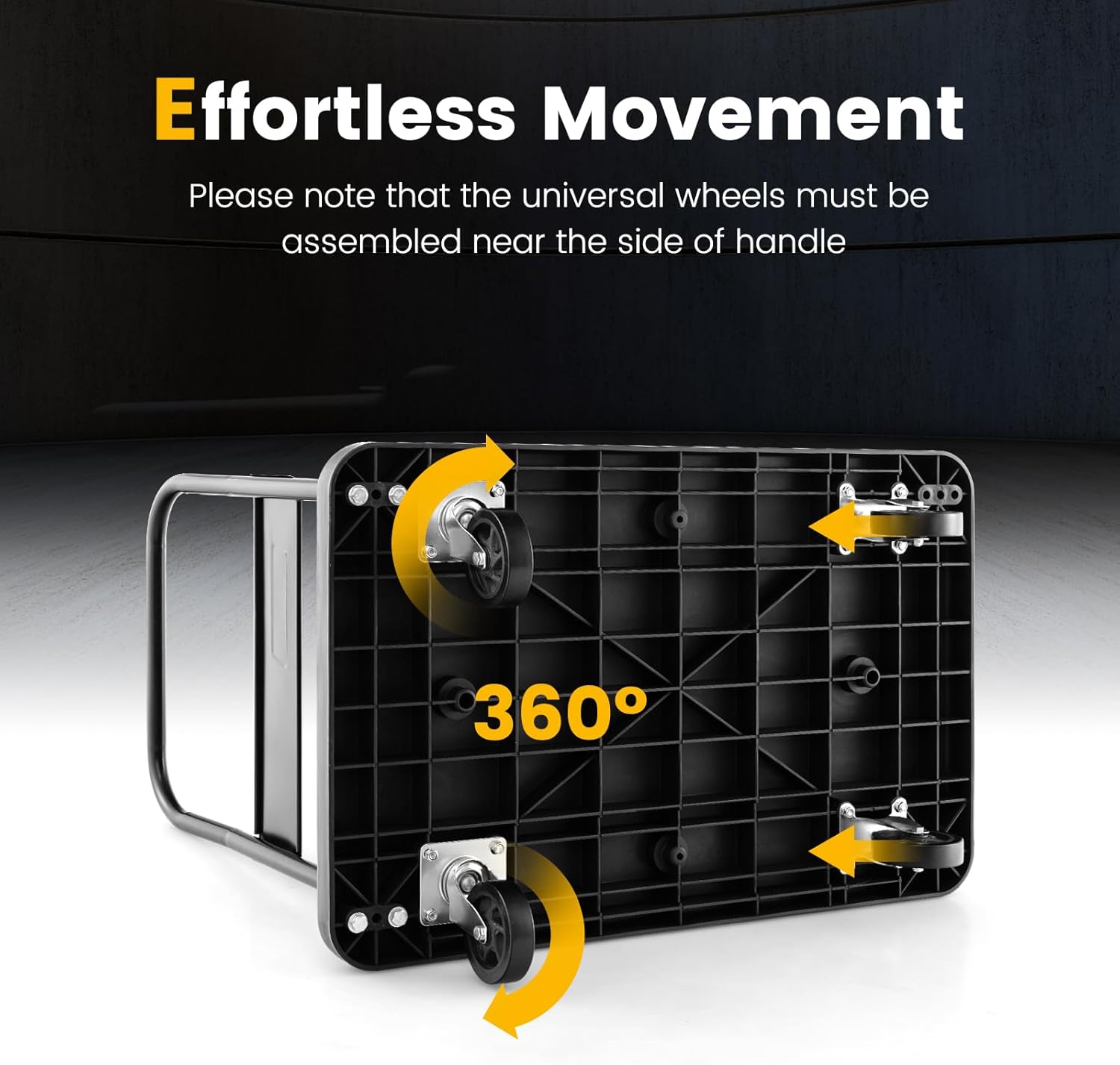 Folding Push Cart Dolly 400KG Flatbed Trolley Black