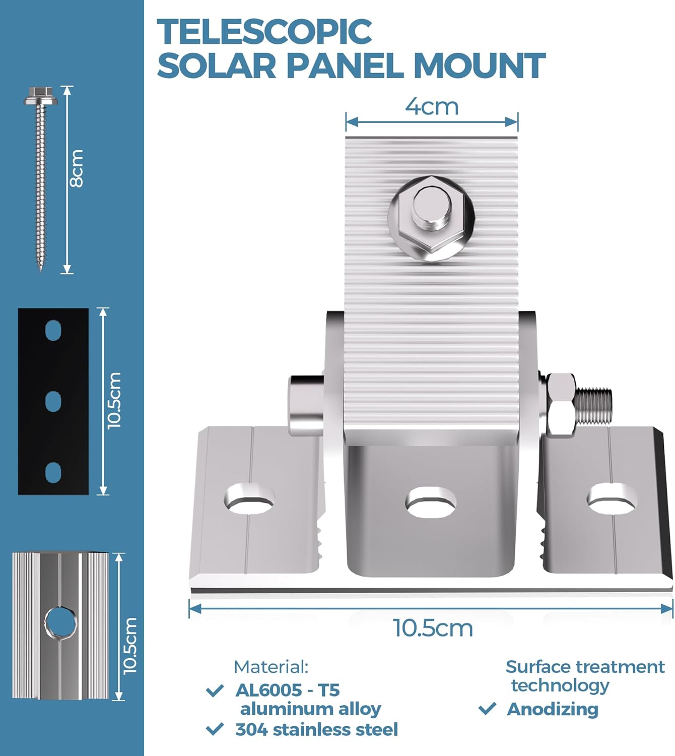 Adjustable Solar Panel Mount Bracket 2 Panel Balcony Roof Wall