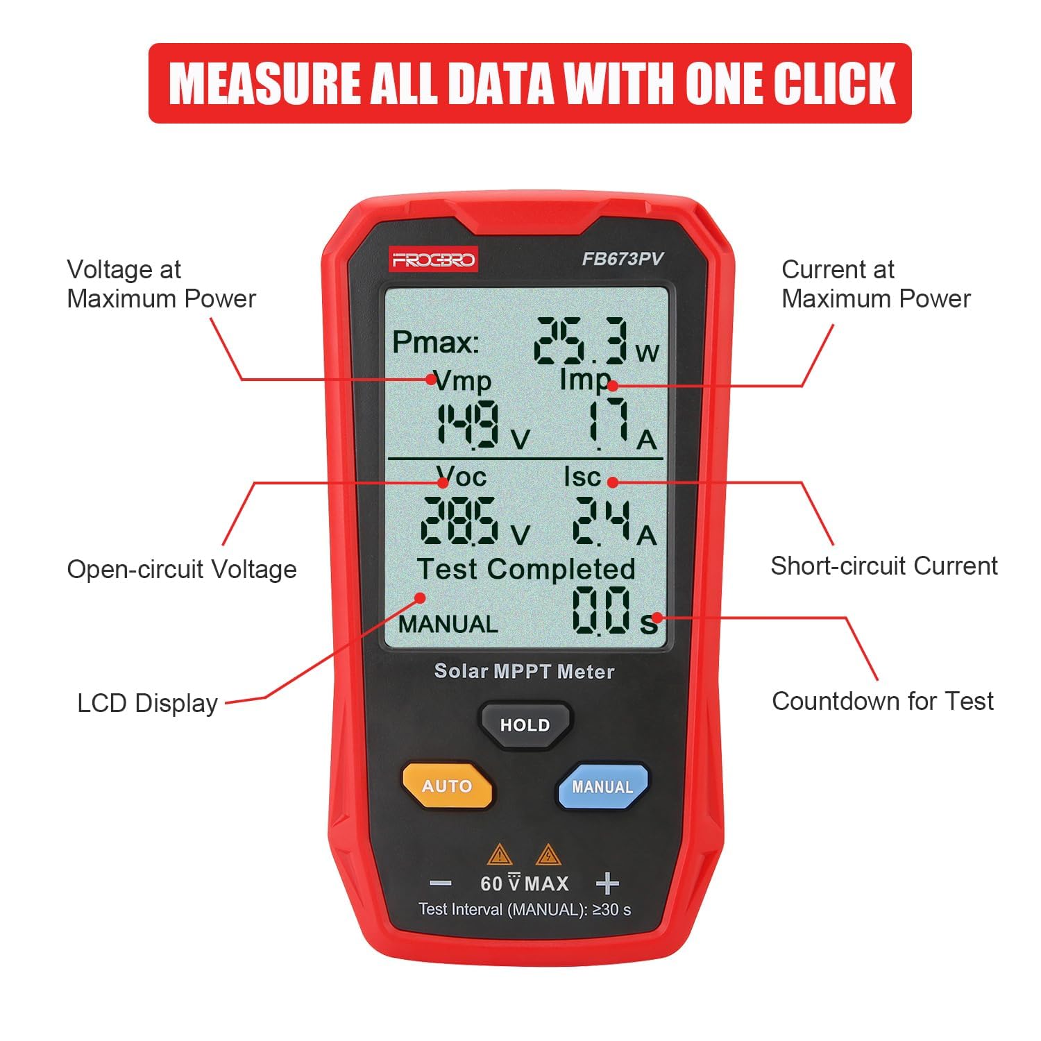800W Solar Panel Tester Meter MPPT LCD PV Multimeter Tool