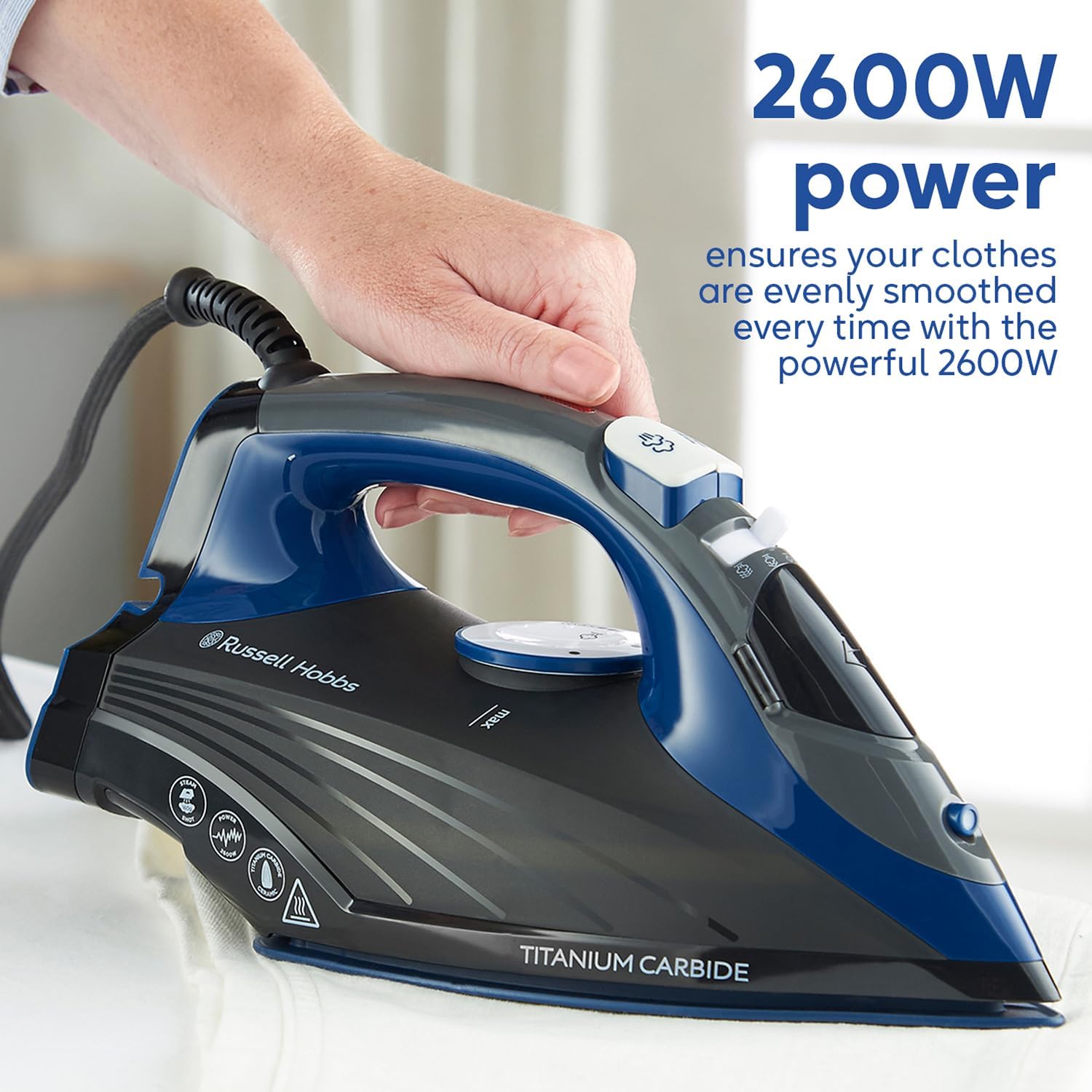 2600W Steam Iron 160g Steam Shot Titanium Ceramic Soleplate 330ml Tank