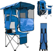 Canopy Camping Chair with Cooler Cup Holder Sky Blue