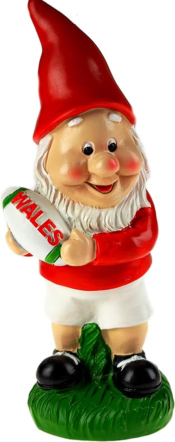 Welsh Rugby Garden Gnome 20cm Resin Hand Painted Ornament Decor