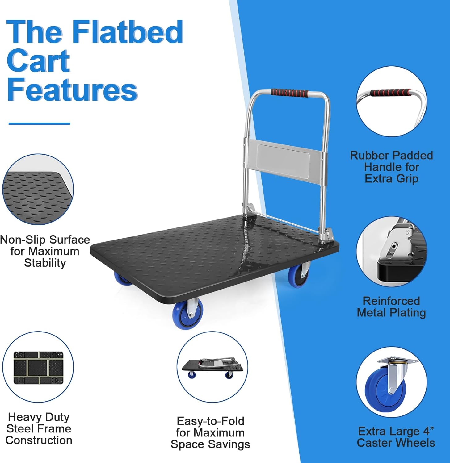 150KG Folding Platform Trolley Hand Truck Flatbed Cart