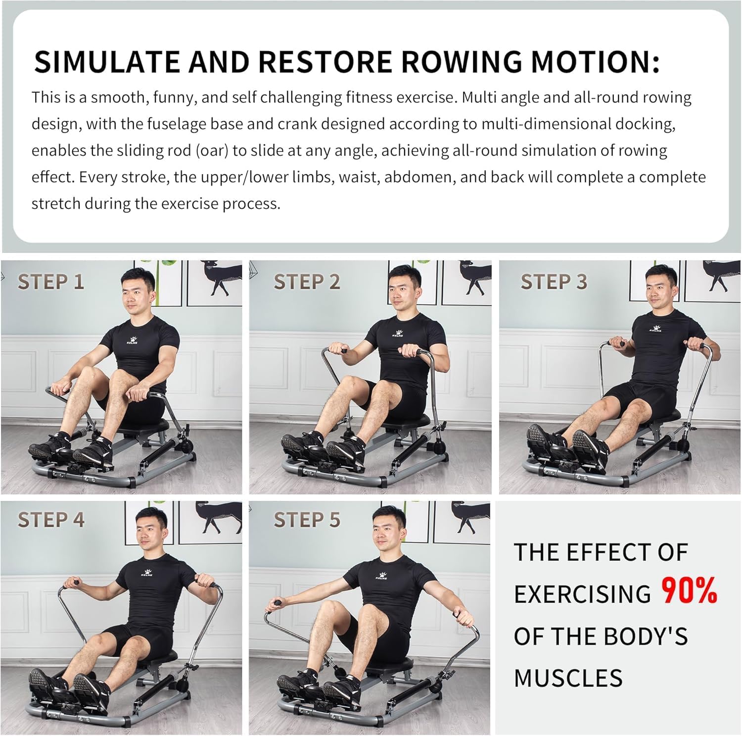 Foldable Rowing Machine Hydraulic Rower LCD Home Cardio Trainer