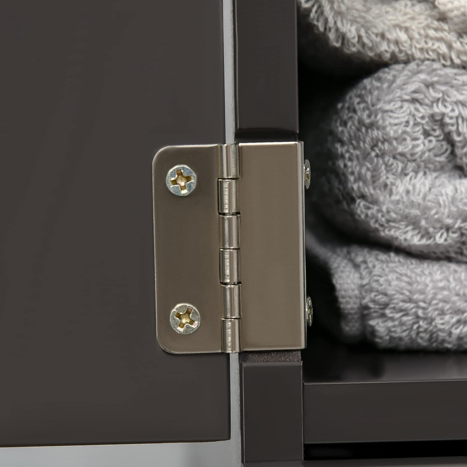 Slim Tall Bathroom Storage Cabinet 2 Drawers Shelves Brown