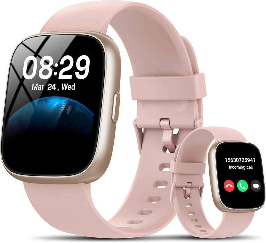 Pink Smart Watch Alexa Bluetooth Call 110 Sports HD