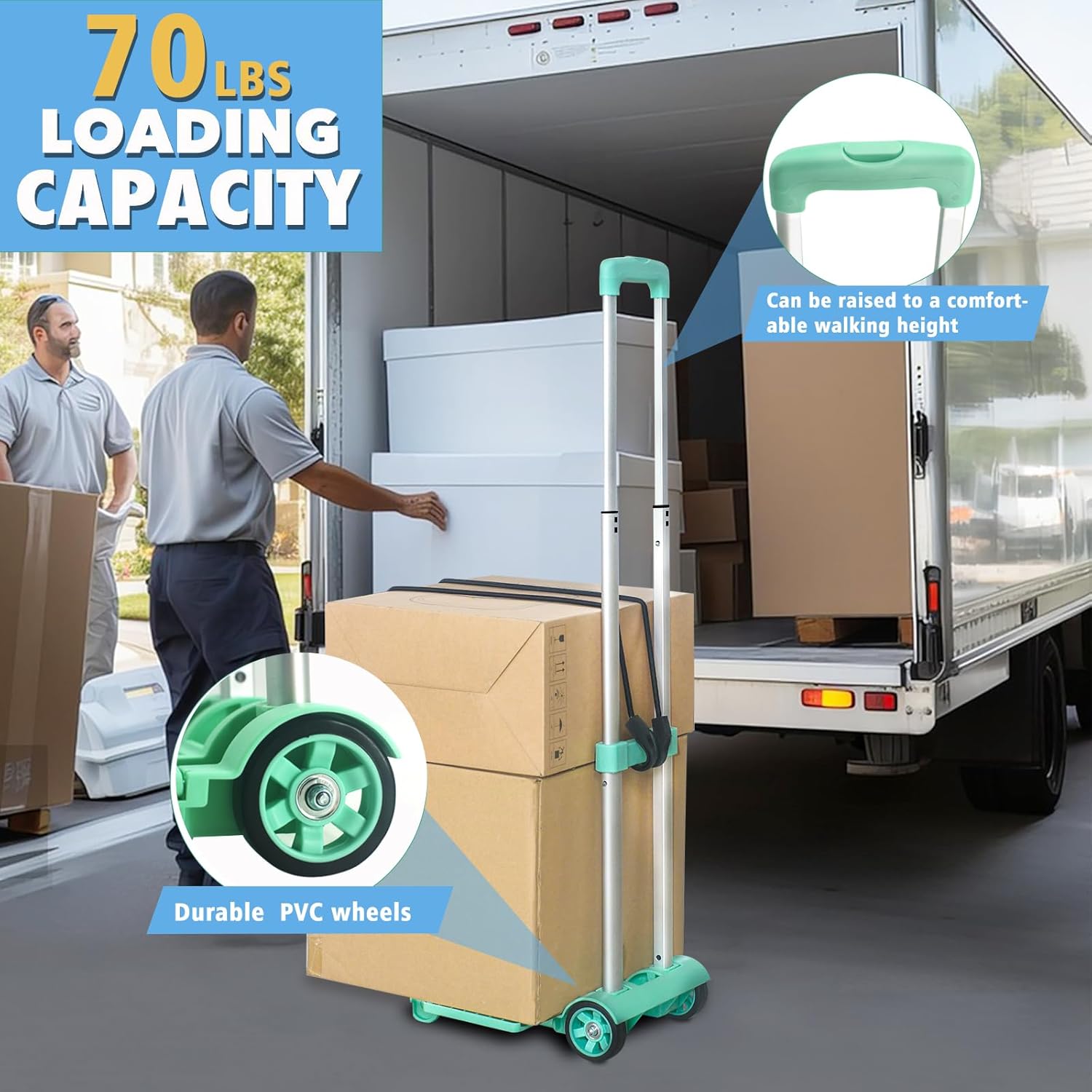 Folding Hand Truck Trolley 32KG Aluminium 2 Wheel Green