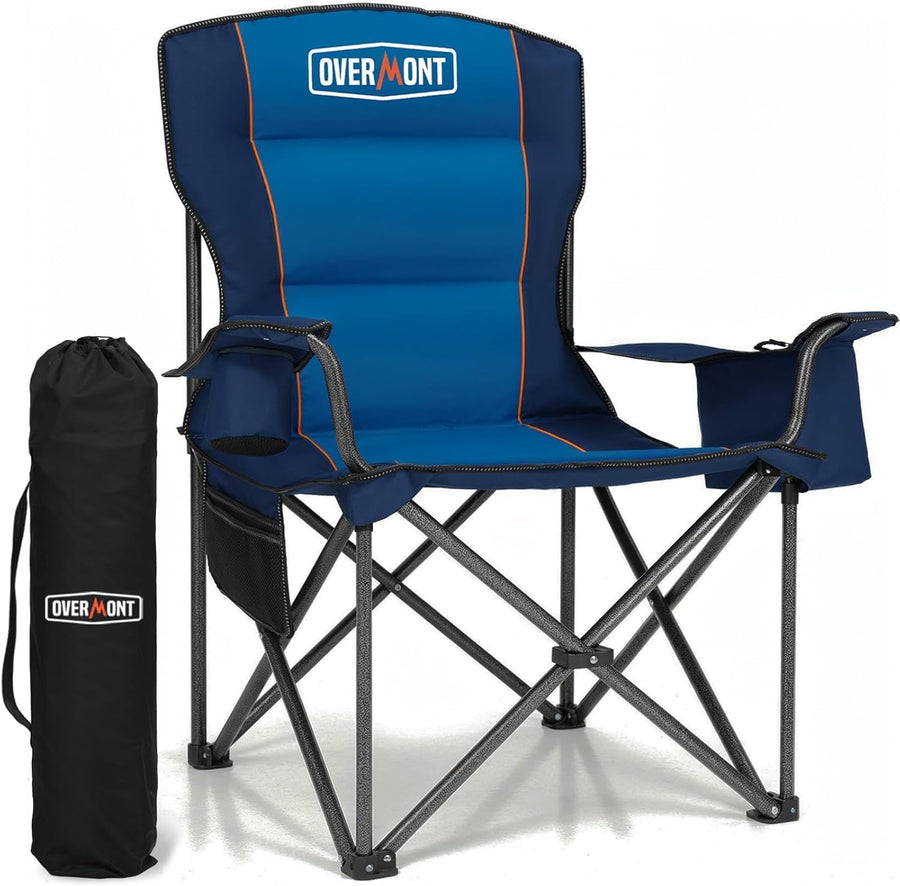 Oversized Camping Chair 450lb Cooler Bag High Back Blue
