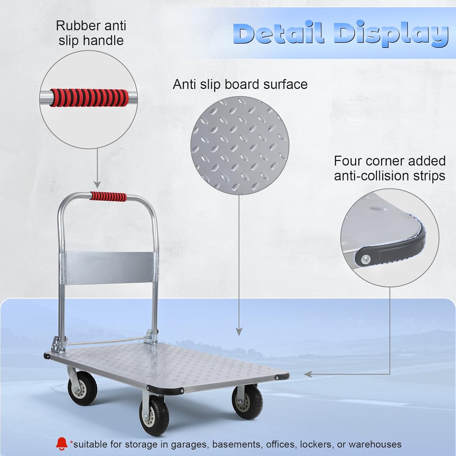 2000lbs Foldable Steel Platform Truck Flatbed Push Cart